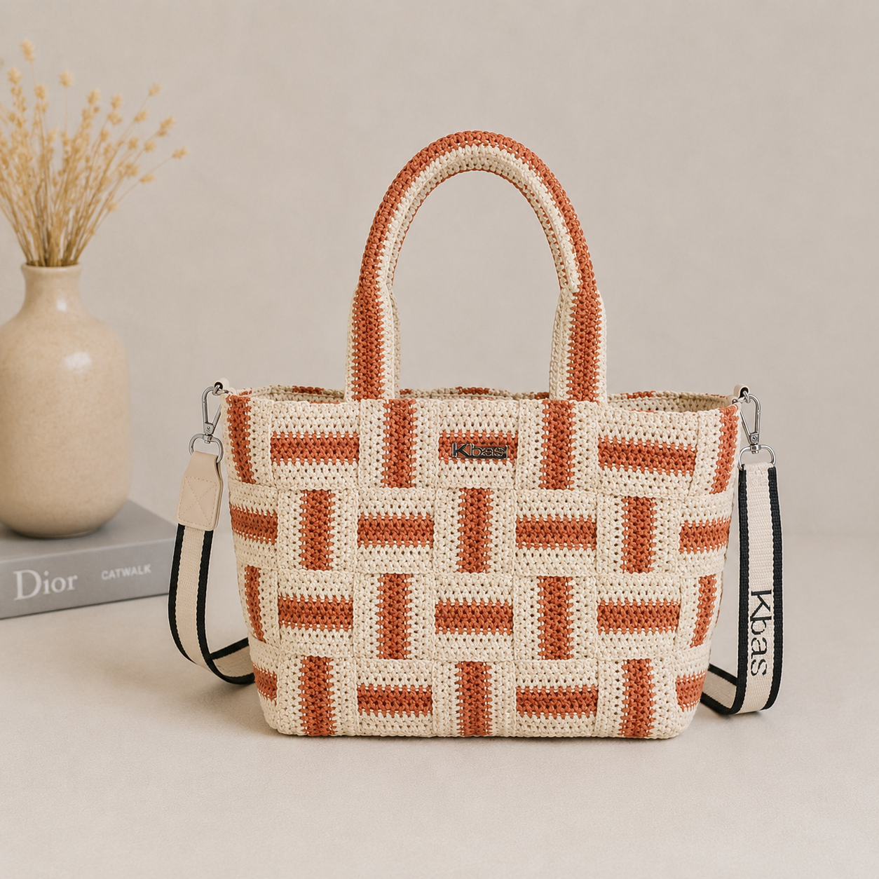 Sac bandoulière beige et naturel