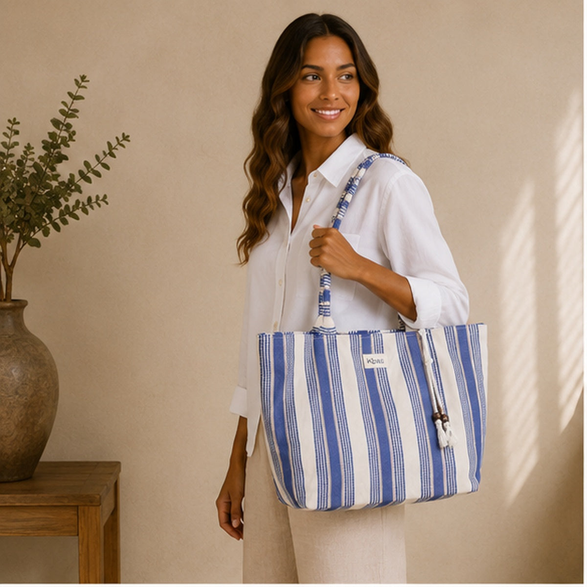 Cabas coton bleu