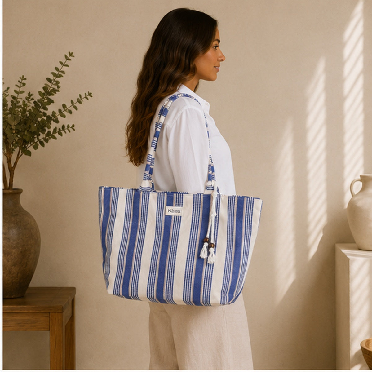 Cabas coton bleu