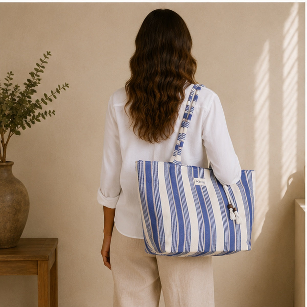 Cabas coton bleu