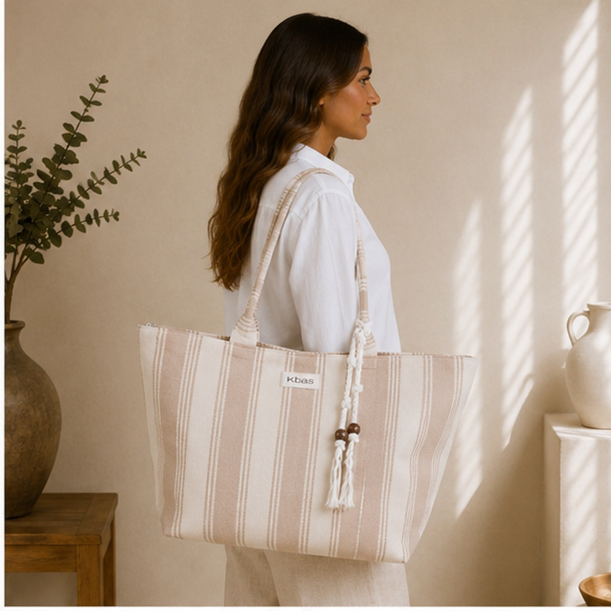 Cabas coton beige