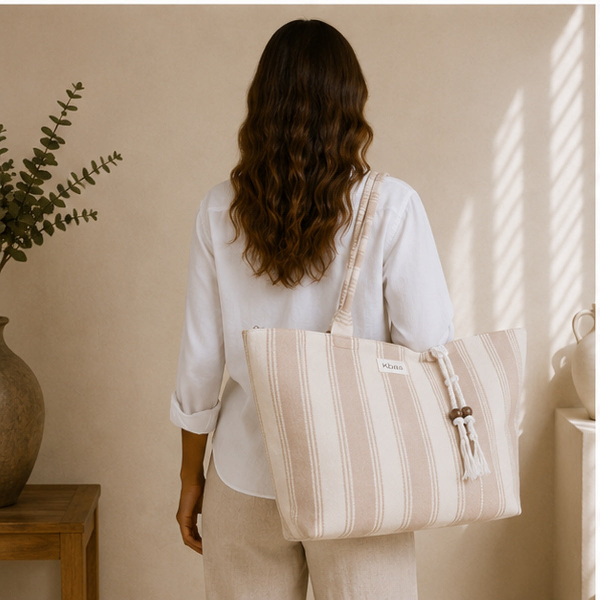 Cabas coton beige