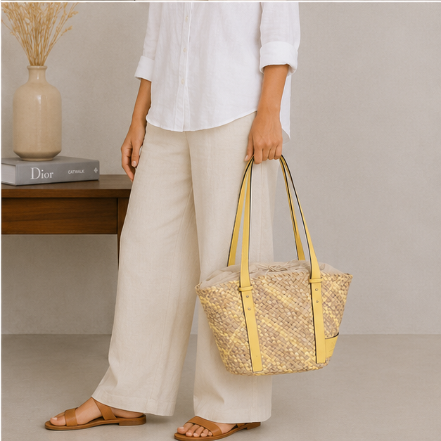 Sac bandoulière jaune avec pochon