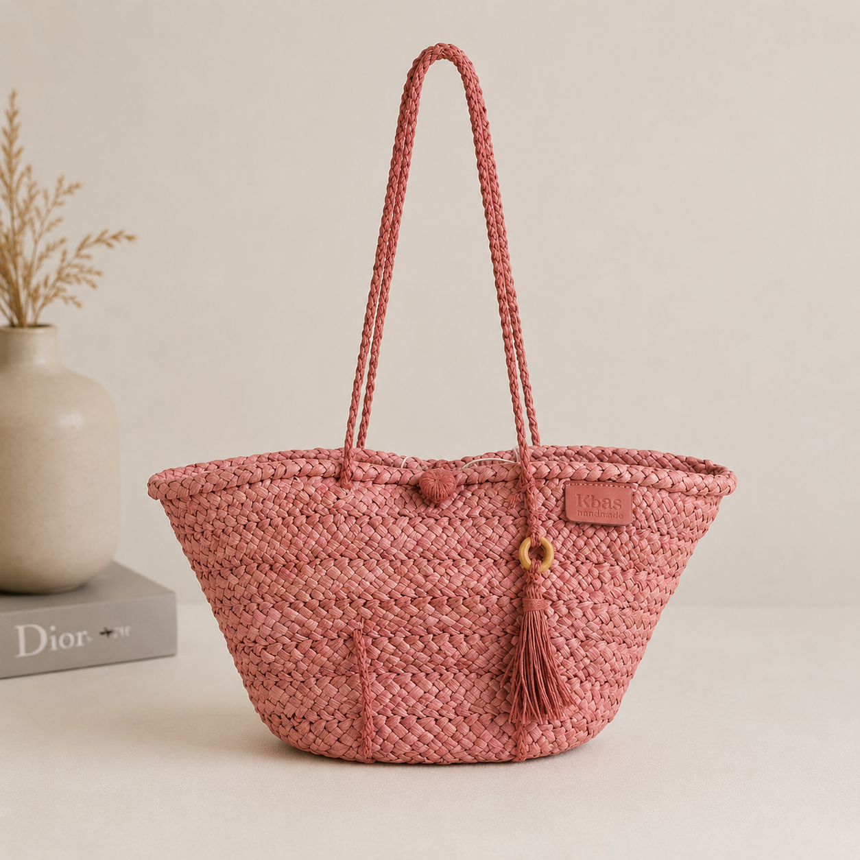 Sac en osier rose