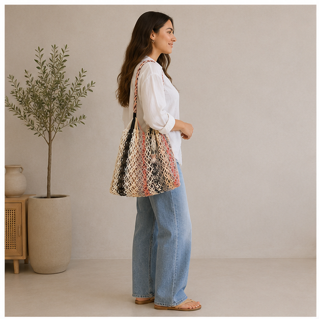 Sac filet coton multicolore