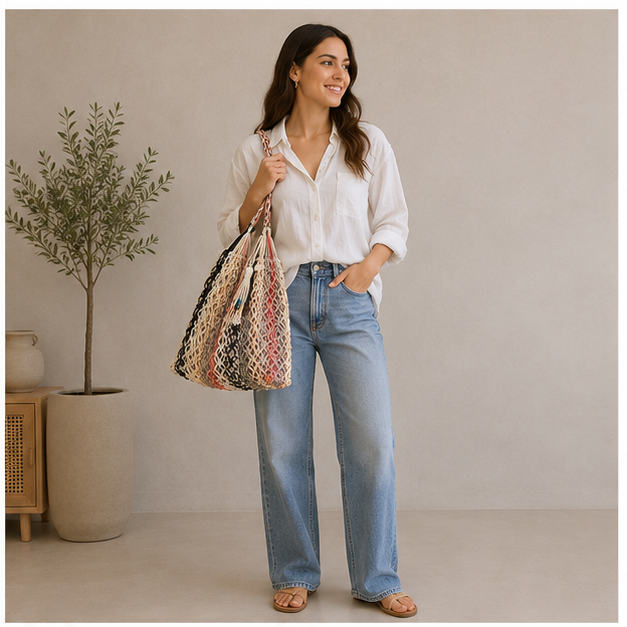 Sac filet coton multicolore