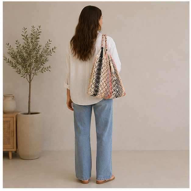 Sac filet coton multicolore