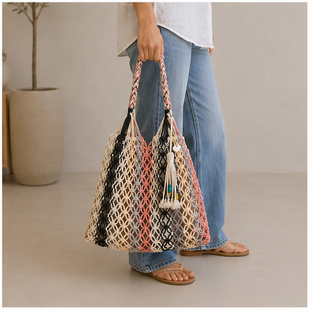 Sac filet coton multicolore
