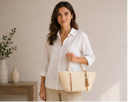 Sac à main tressé naturel