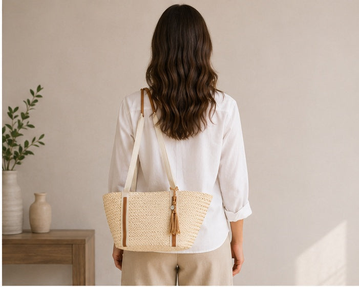 Sac à main tressé naturel