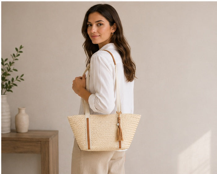 Sac à main tressé naturel