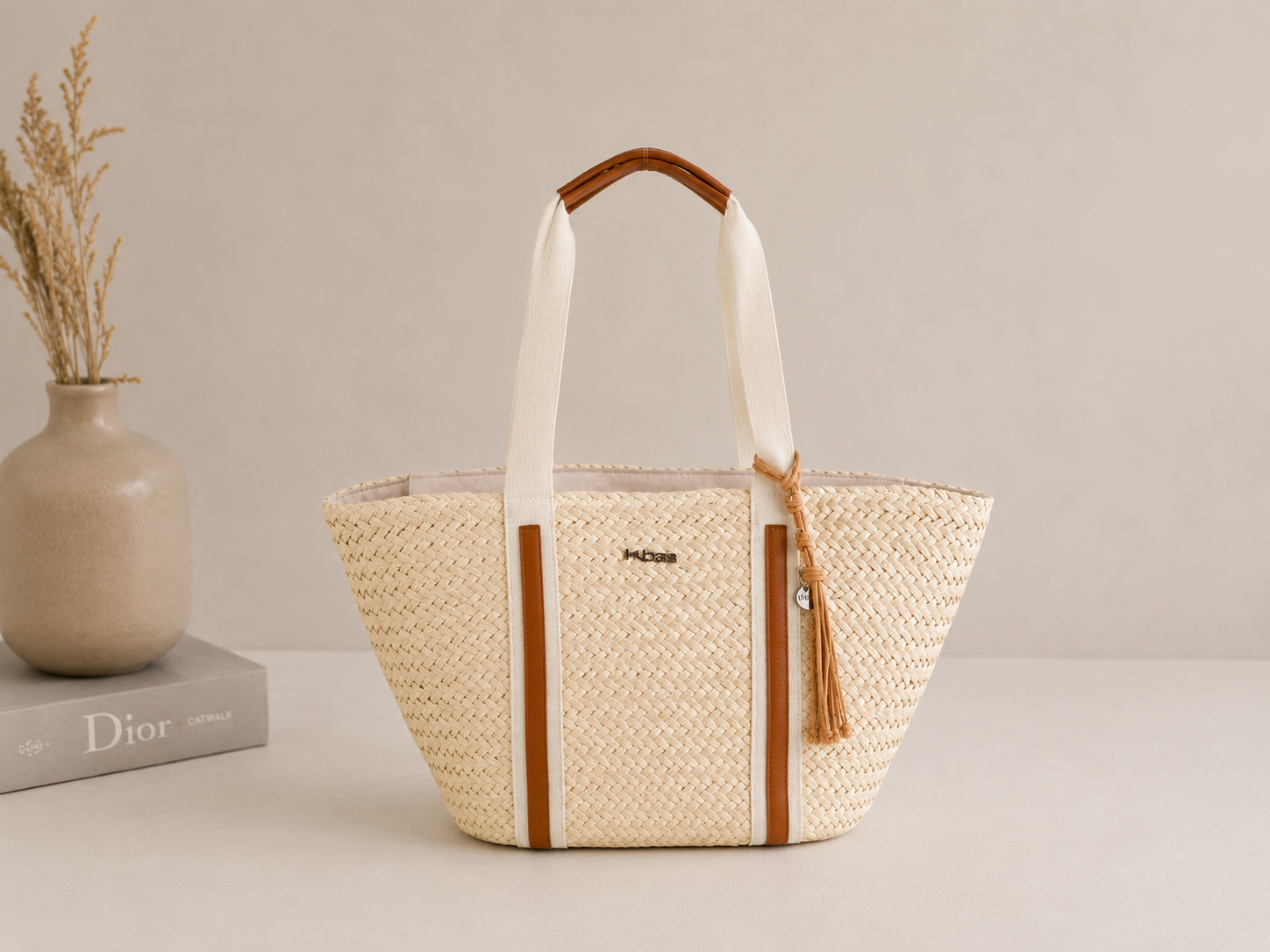 Sac à main tressé naturel