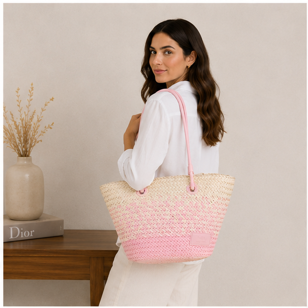 Sac cabas longues anses rose
