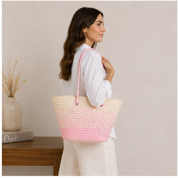 Sac cabas longues anses rose
