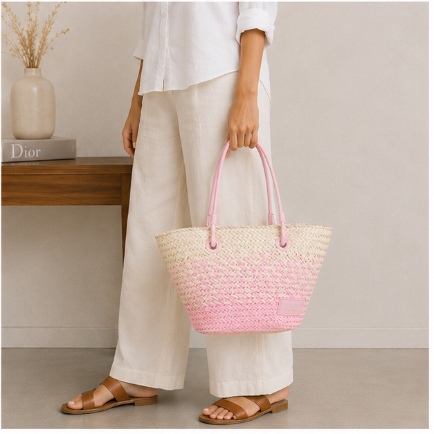 Sac cabas longues anses rose