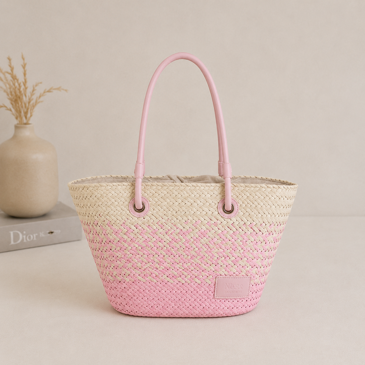 Sac cabas longues anses rose
