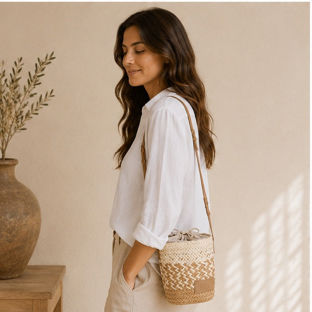 Pochette avec bandoulière beige