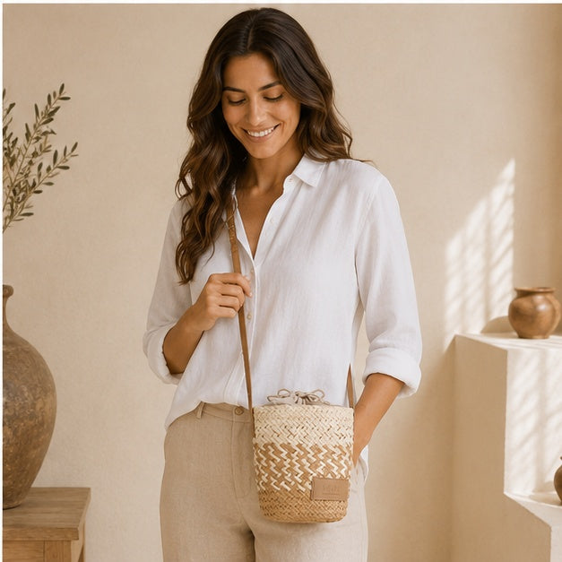 Pochette avec bandoulière beige