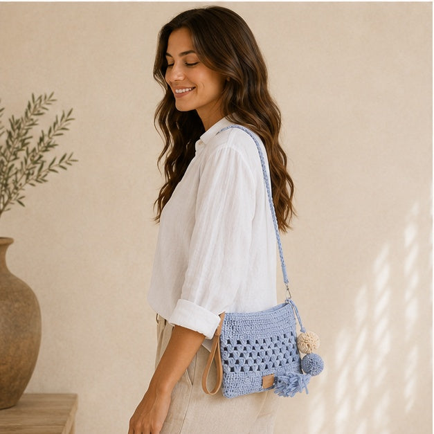 Pochette bandoulière bleue
