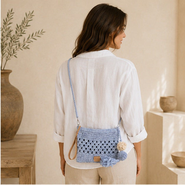 Pochette bandoulière bleue