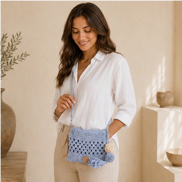 Pochette bandoulière bleue