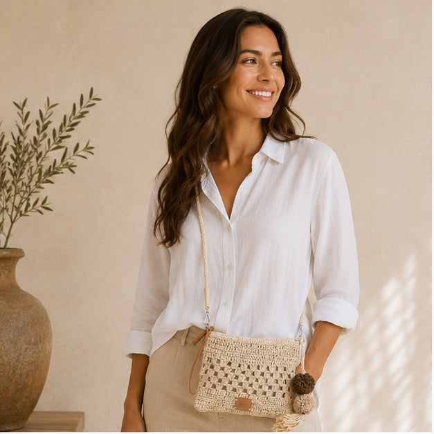 Pochette bandoulière beige