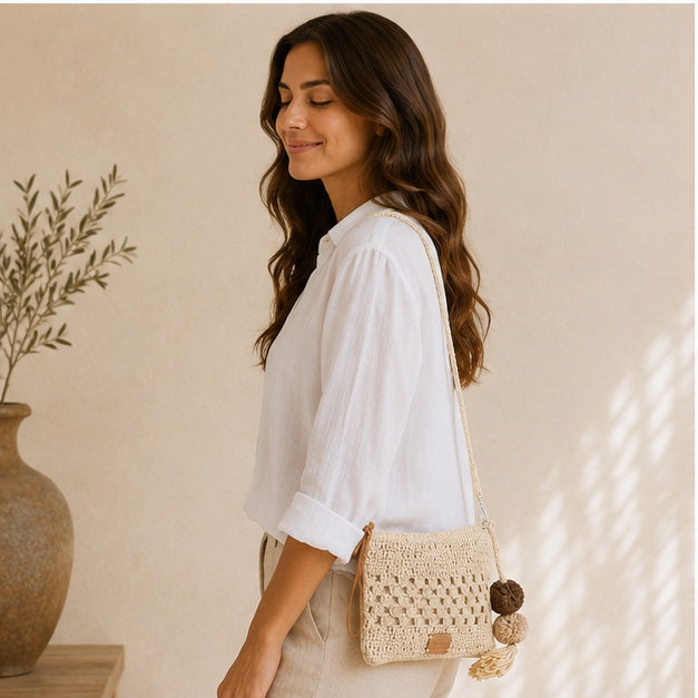Pochette bandoulière beige