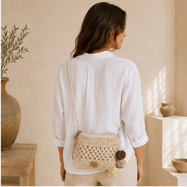 Pochette bandoulière beige