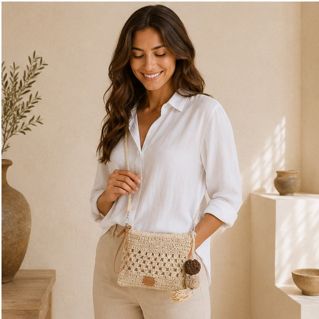 Pochette bandoulière beige