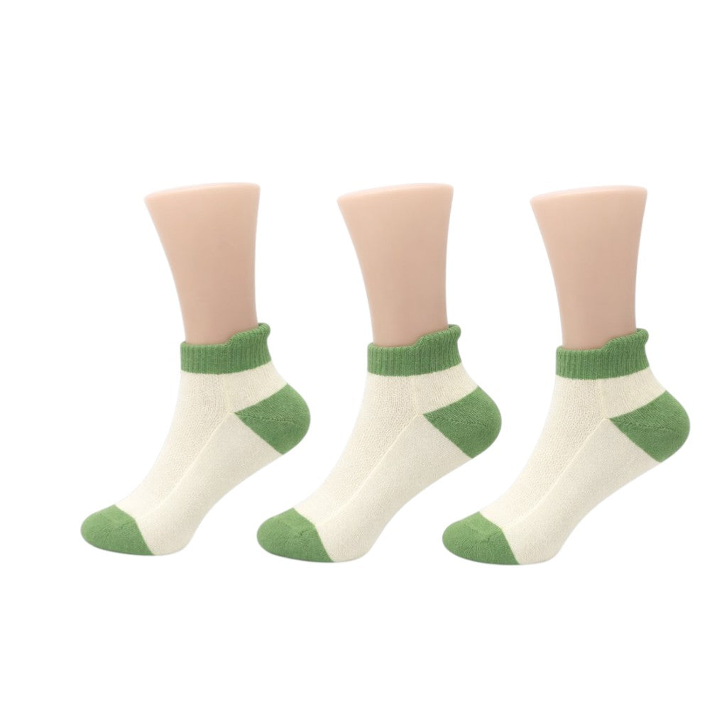 Lot de 3 paires de chaussettes courtes couleur Verte