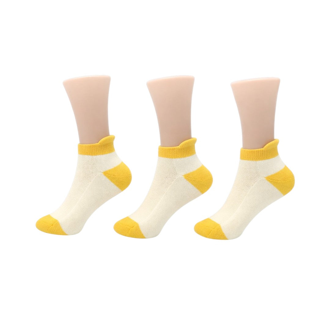 Lot de 3 paires de chaussettes courtes couleur Jaune