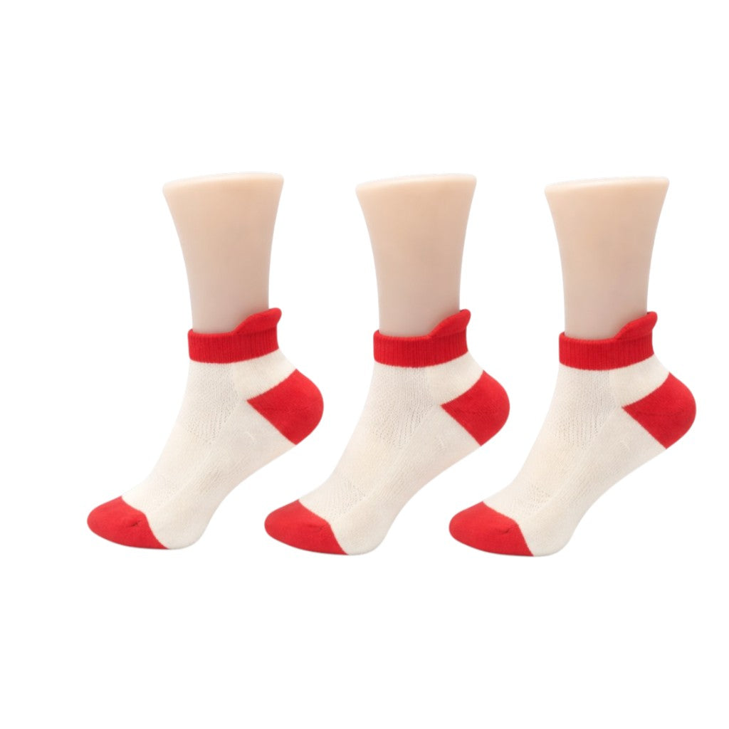 Lot de paires de 3 chaussettes courtes couleur Rouge