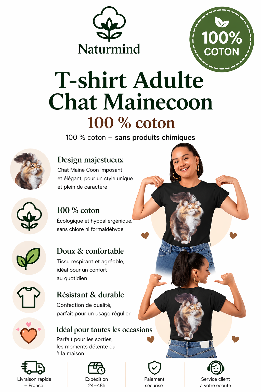 T-shirt Adulte Chat Mainecoon