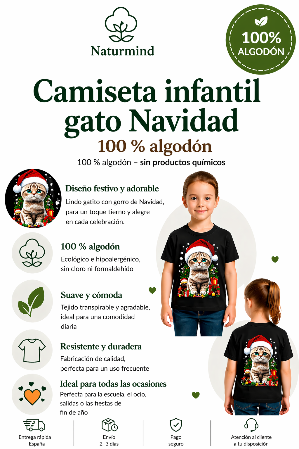 T-shirt Enfant Chat noël
