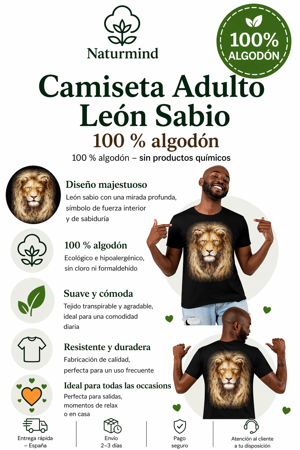 T-shirt Adulte Lion sage