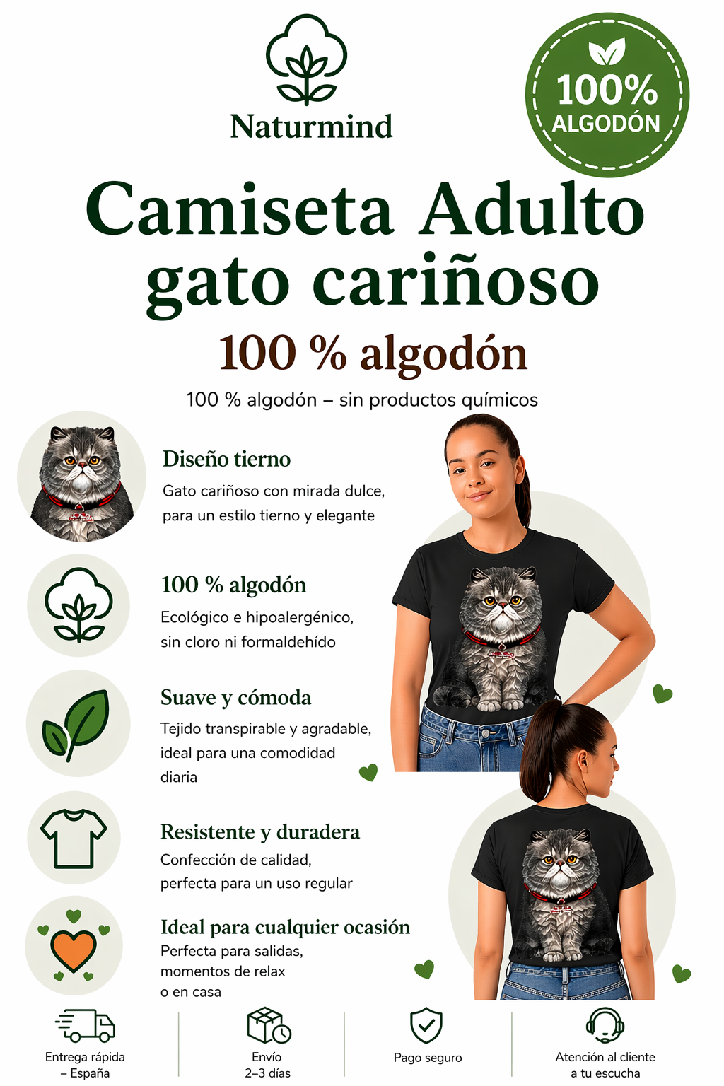 T-shirt Chat Adulte affectueux