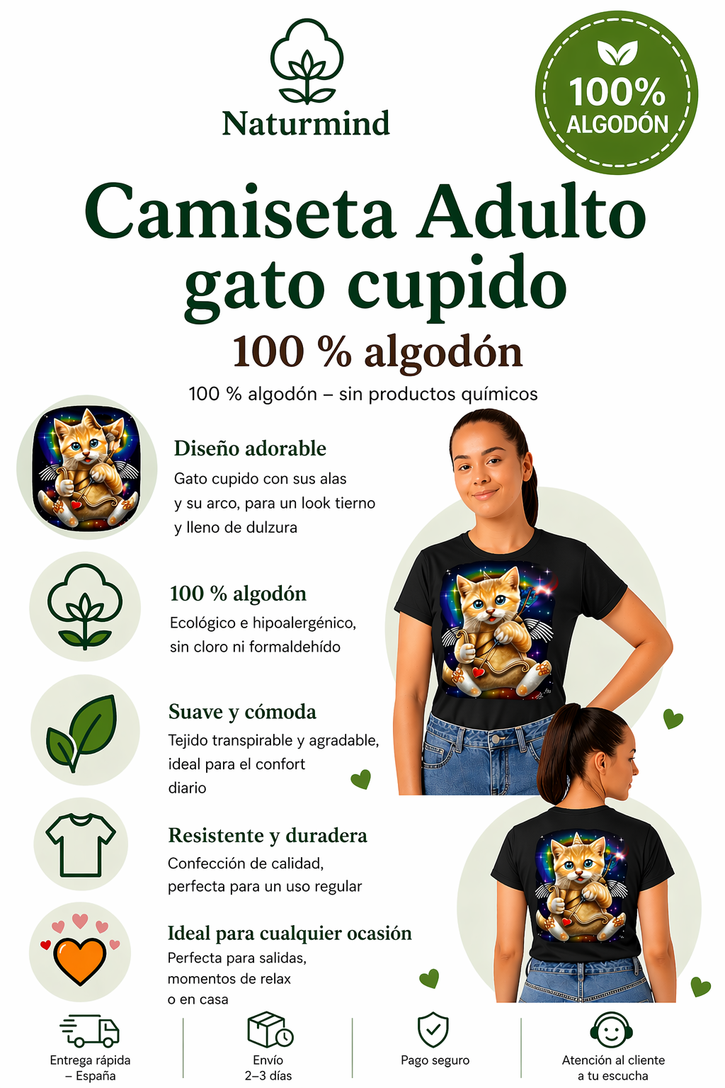 T-shirt Chat  Adulte cupidons