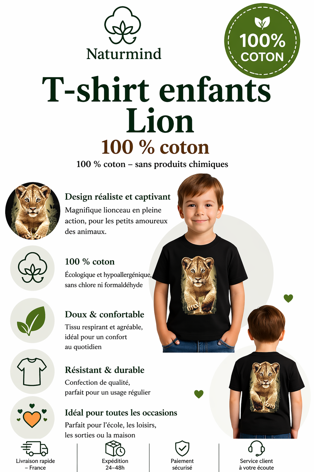 T-shirt Enfant Lion