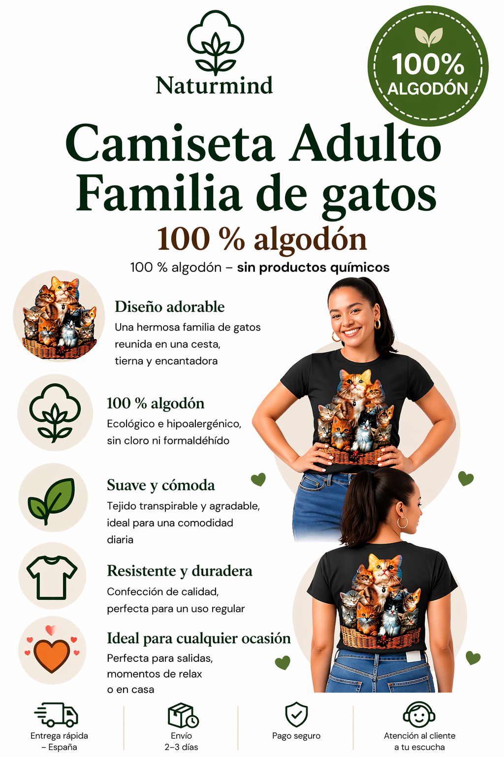 T-shirt Adulte Famille de chats
