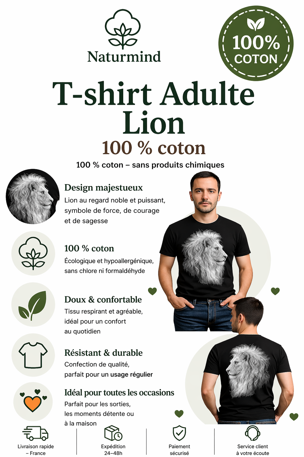 T-shirt Adulte Lion