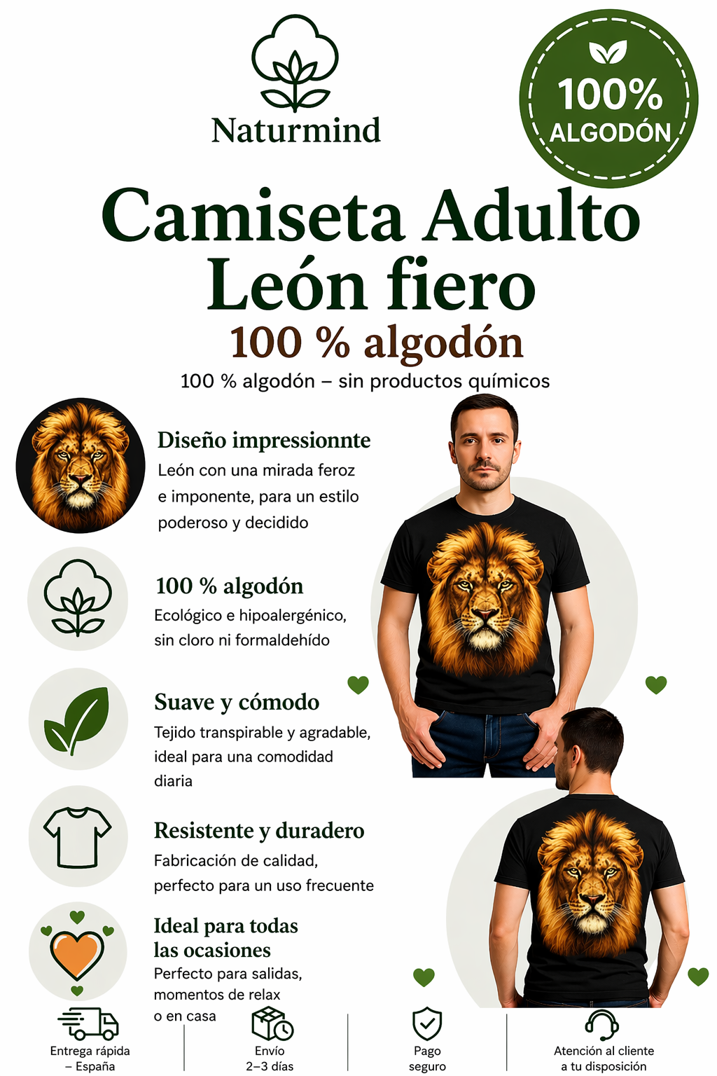 T-shirt Adulte Lion Faché