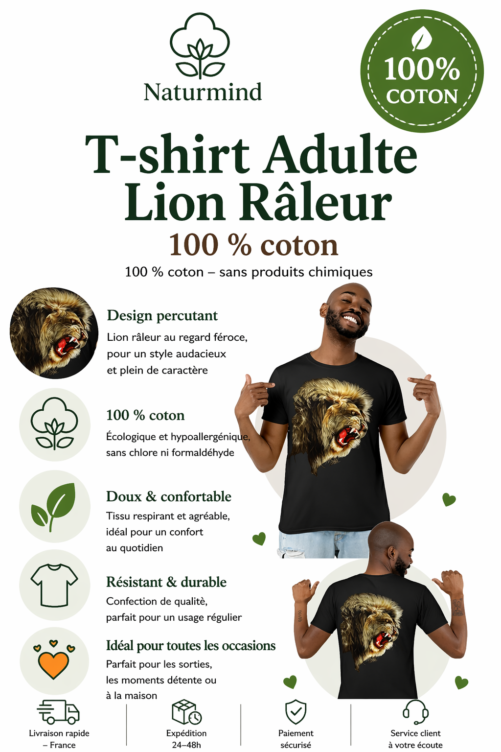 T-Shirt Adulte Lion Râleur