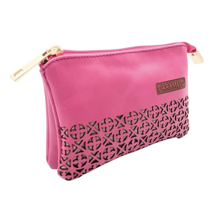 Porte-monnaie en cuir fuchsia