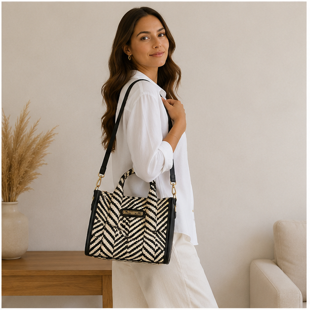Sac zébré en osier