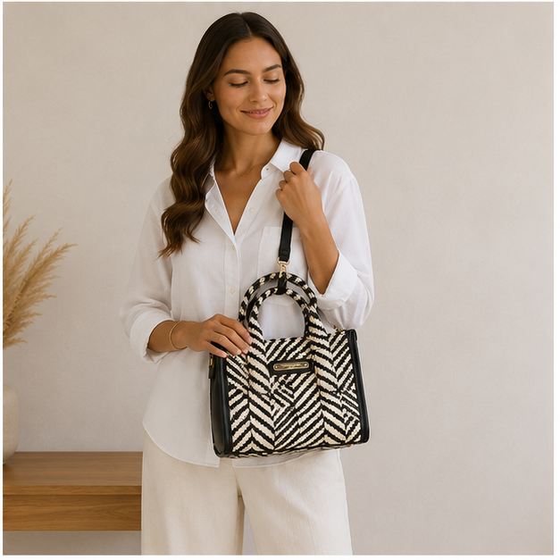 Sac zébré en osier