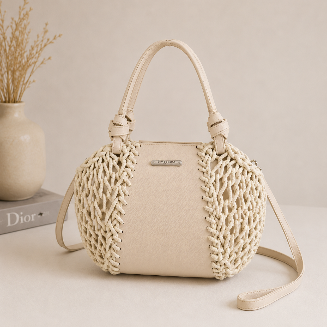 Sac à main corde beige