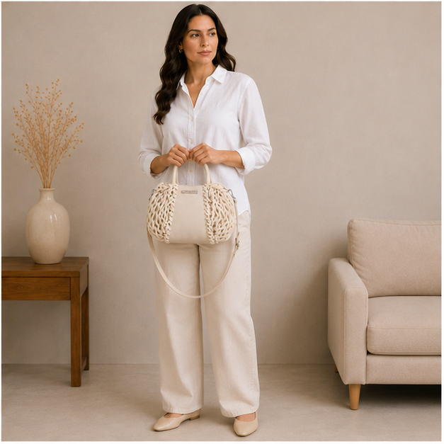 Sac à main cordes blanche