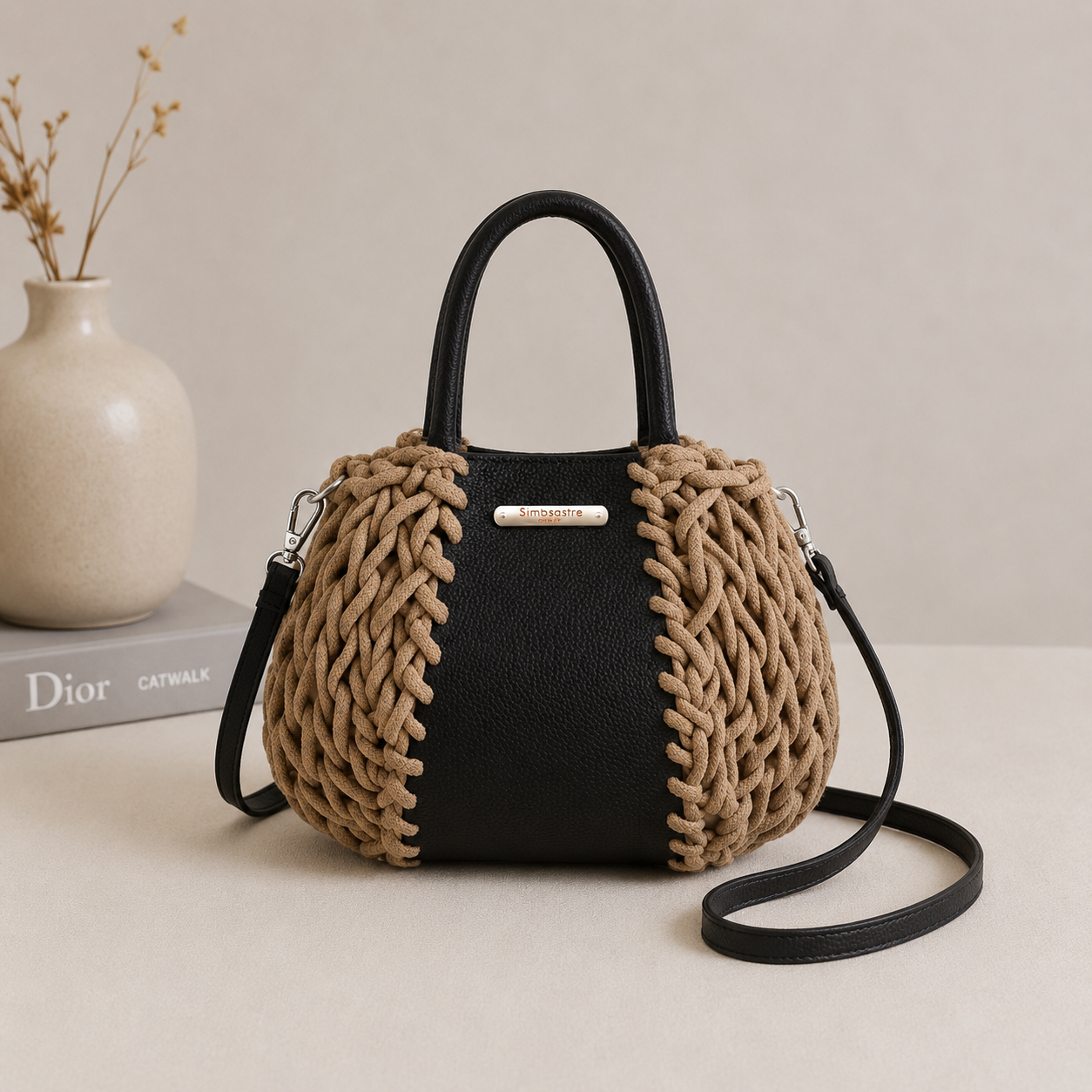 Sac à main cordes naturelle et noir