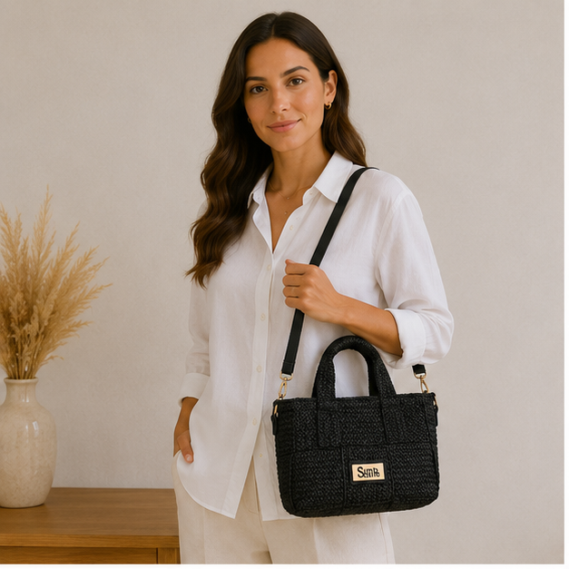 Sac à main noir en tissu