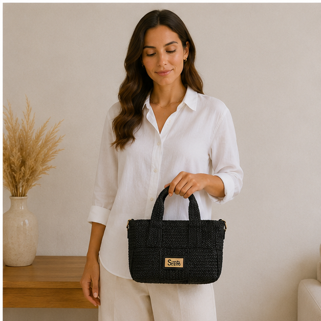 Sac à main noir en tissu